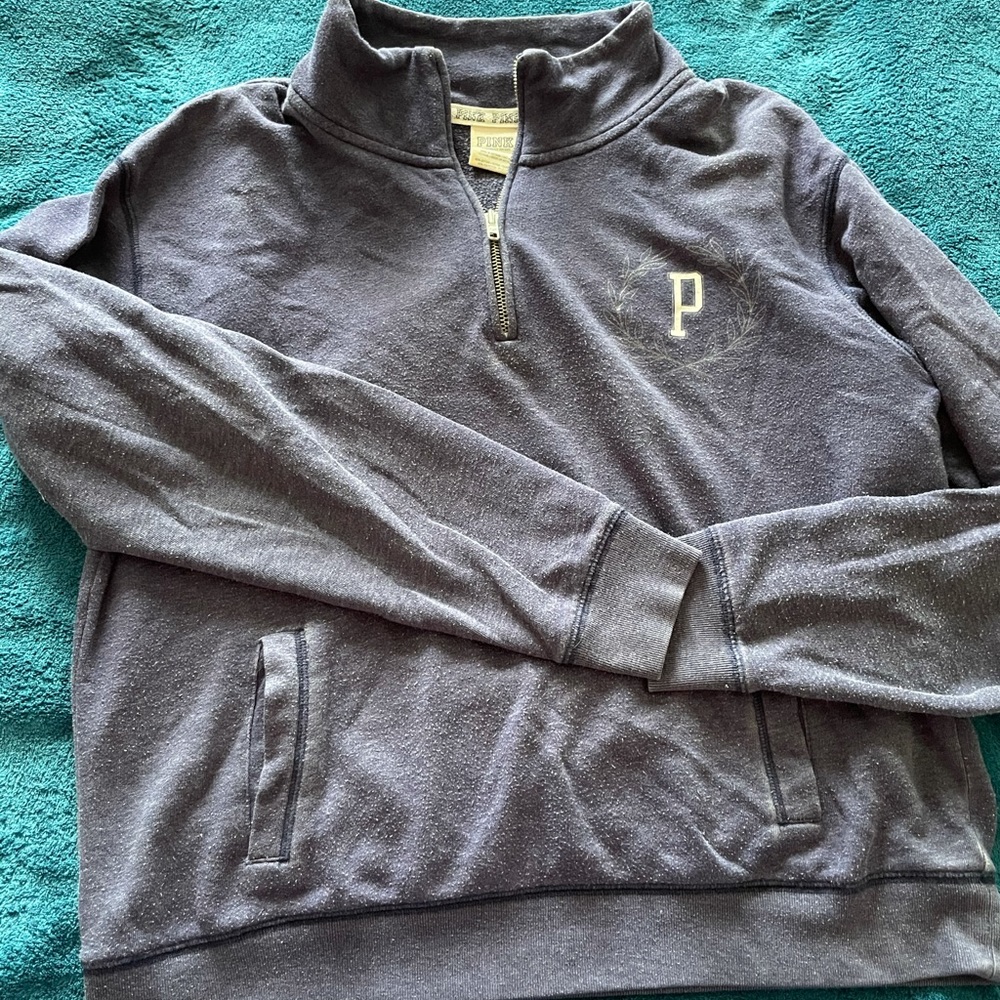 VS PINK Blue Boyfriend Fit Half Zip